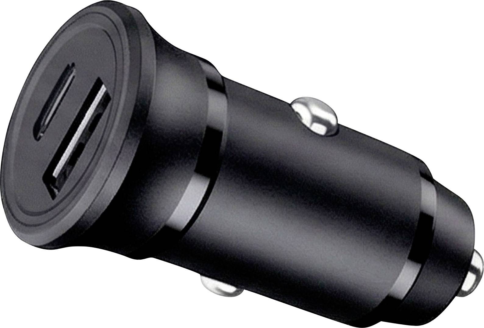 Schwarzer Dual-USB-Autoladeadapter mit zwei USB-Anschlüssen