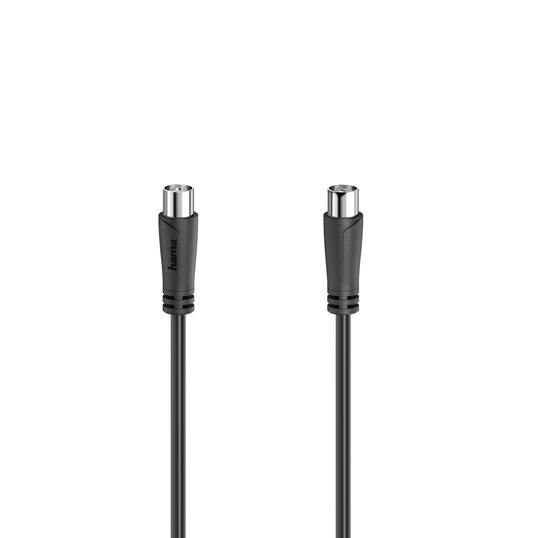 Zwei schwarze Kabel mit silbernen zylindrischen Steckern nebeneinander auf weißem Hintergrund dargestellt.