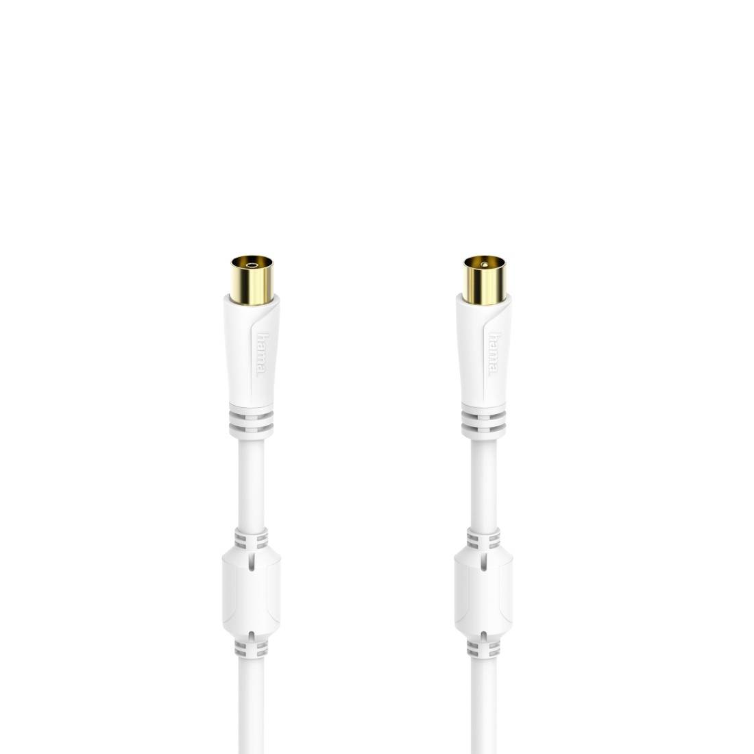 Zwei weiße Audioadapterkabel mit vergoldeten Steckern auf einem einfachen weißen Hintergrund.