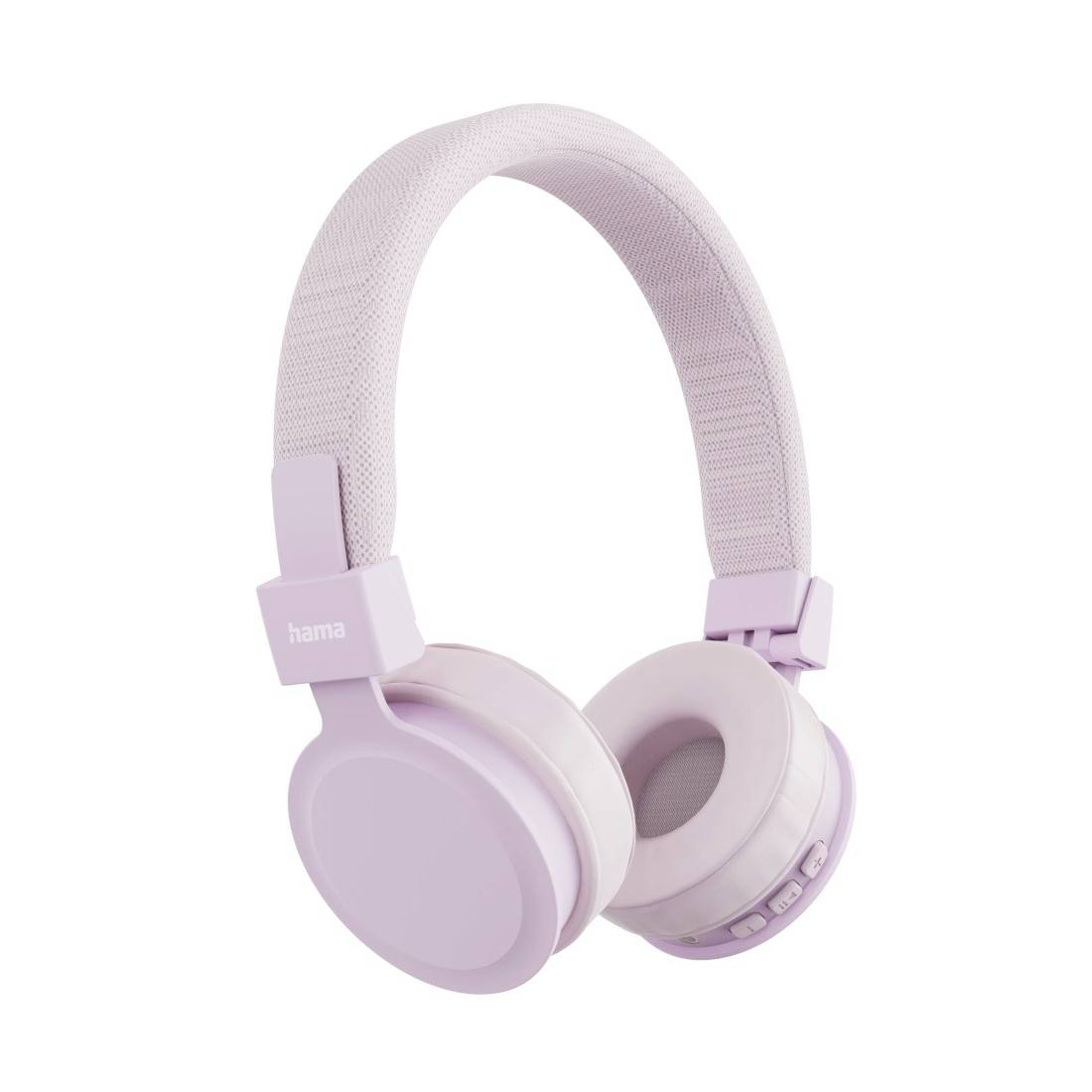 Hellviolette Over-Ear-Kopfhörer mit gepolstertem Kopfbügel und Ohrmuscheln auf weißem Hintergrund.