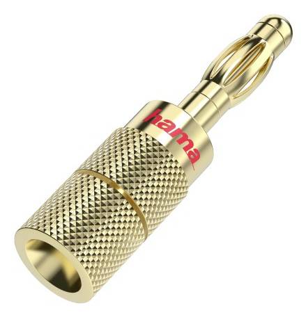 Gold-plated Bananenstecker mit gerilltem Griff und rotem 