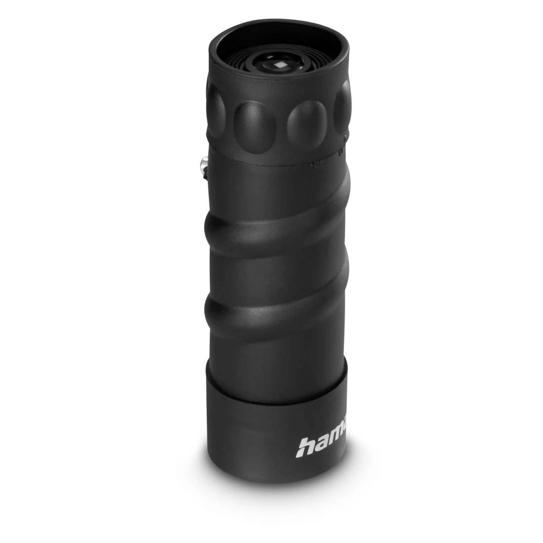 Schwarze tragbare Taschenlampe mit strukturiertem Griff und 