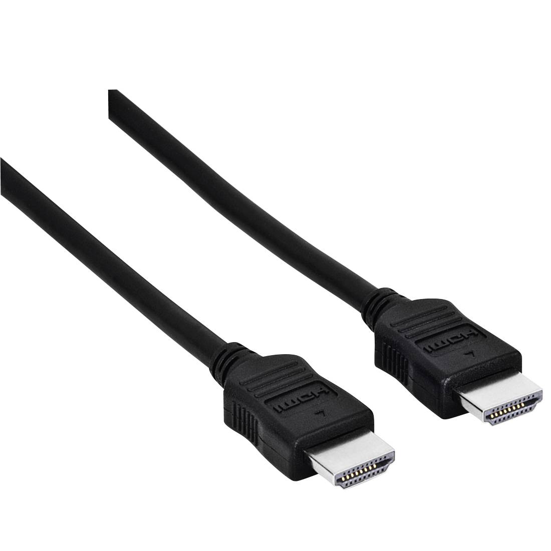 Zwei schwarze HDMI-Kabel mit Steckern auf weißem Hintergrund.