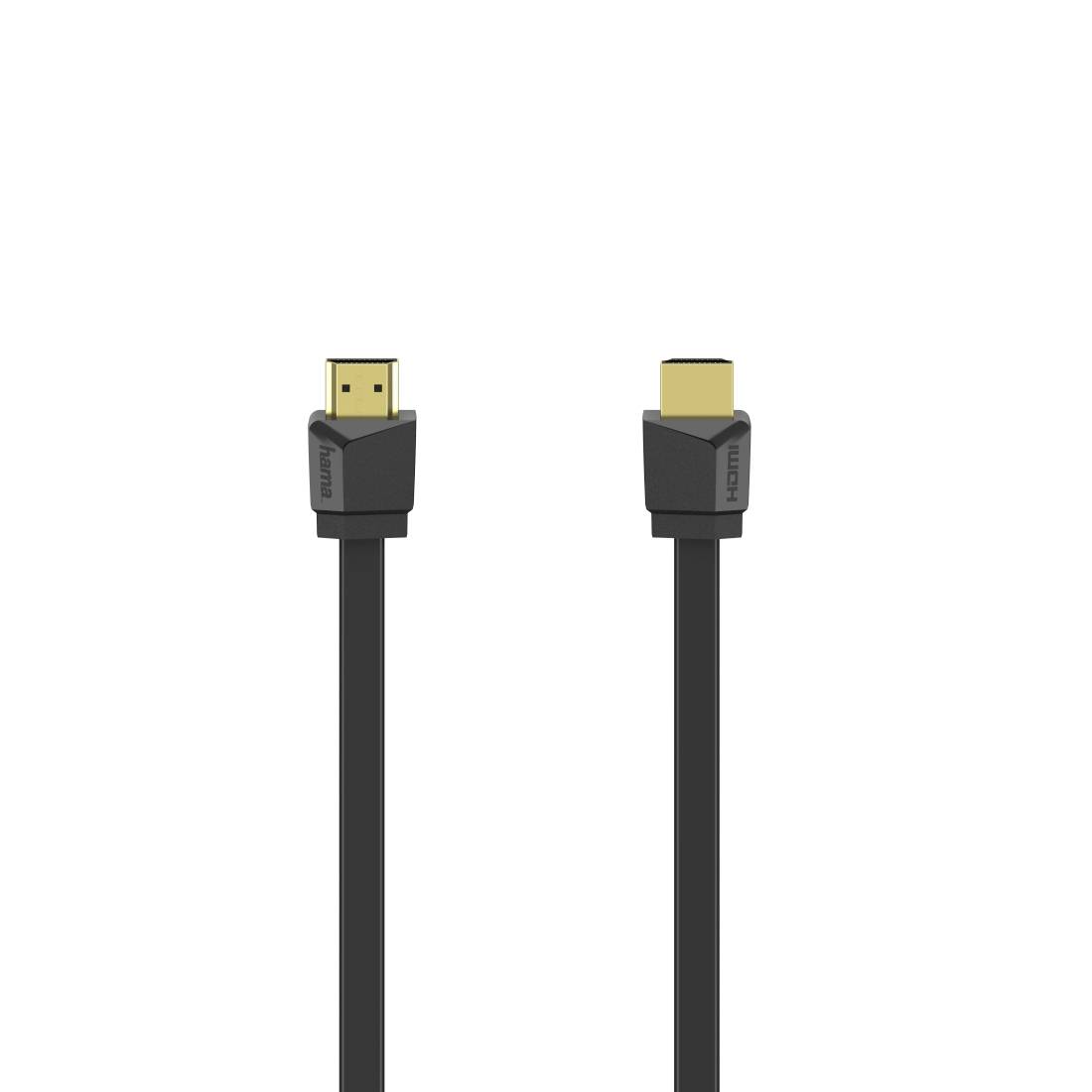 Zwei schwarze HDMI-Kabel nebeneinander angeordnet, mit sichtbaren vergoldeten Steckern oben auf einem einfachen weißen Hintergrund.