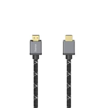 Zwei nebeneinander angeordnete Nahaufnahmen eines geflochtenen HDMI-Kabelsteckers, die beide Enden vor weißem Hintergrund zeigen.
