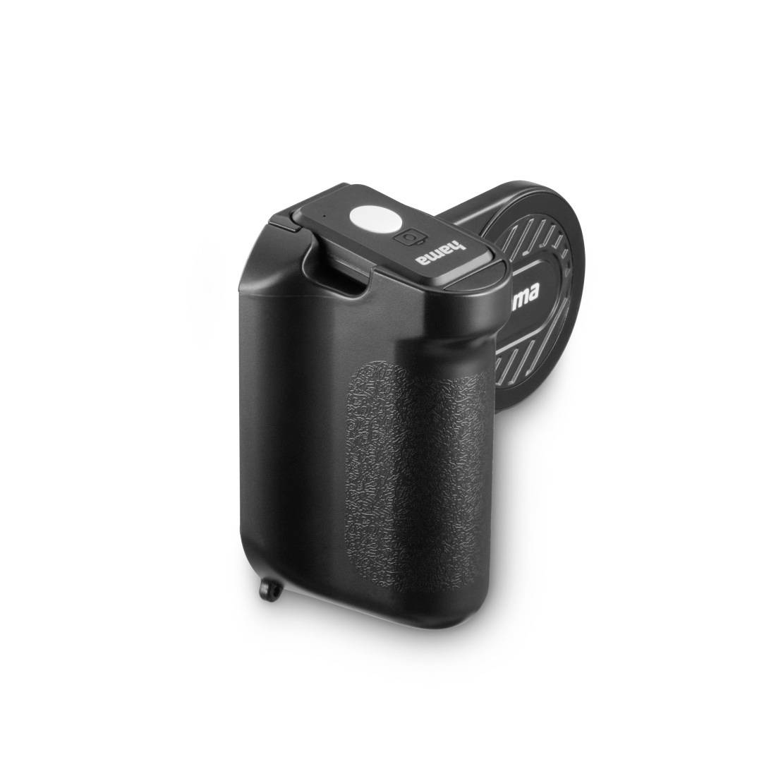 Schwarzes zylindrisches Batteriepak mit Steckverbinder auf dem Deckel und angebrachter runder Kabelspule, dargestellt auf weißem Hintergrund.
