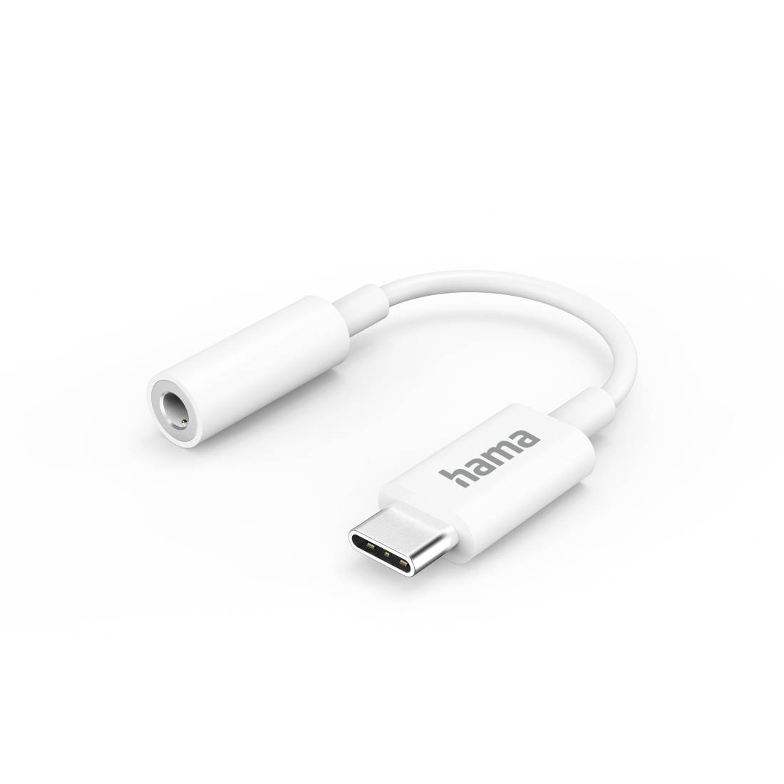 Weißes USB-C-Audio-Adapterkabel mit 3,5-mm-Kopfhörerbuchse, Marke 'hama'