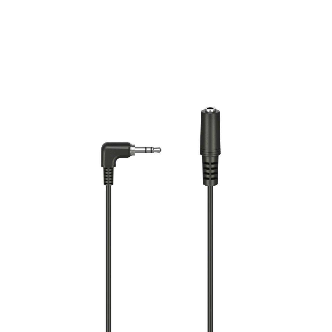 3,5-mm-Audiokabeladapter mit abgewinkeltem männlichem Stecker und weiblicher Buchsenverbindung auf weißem Hintergrund