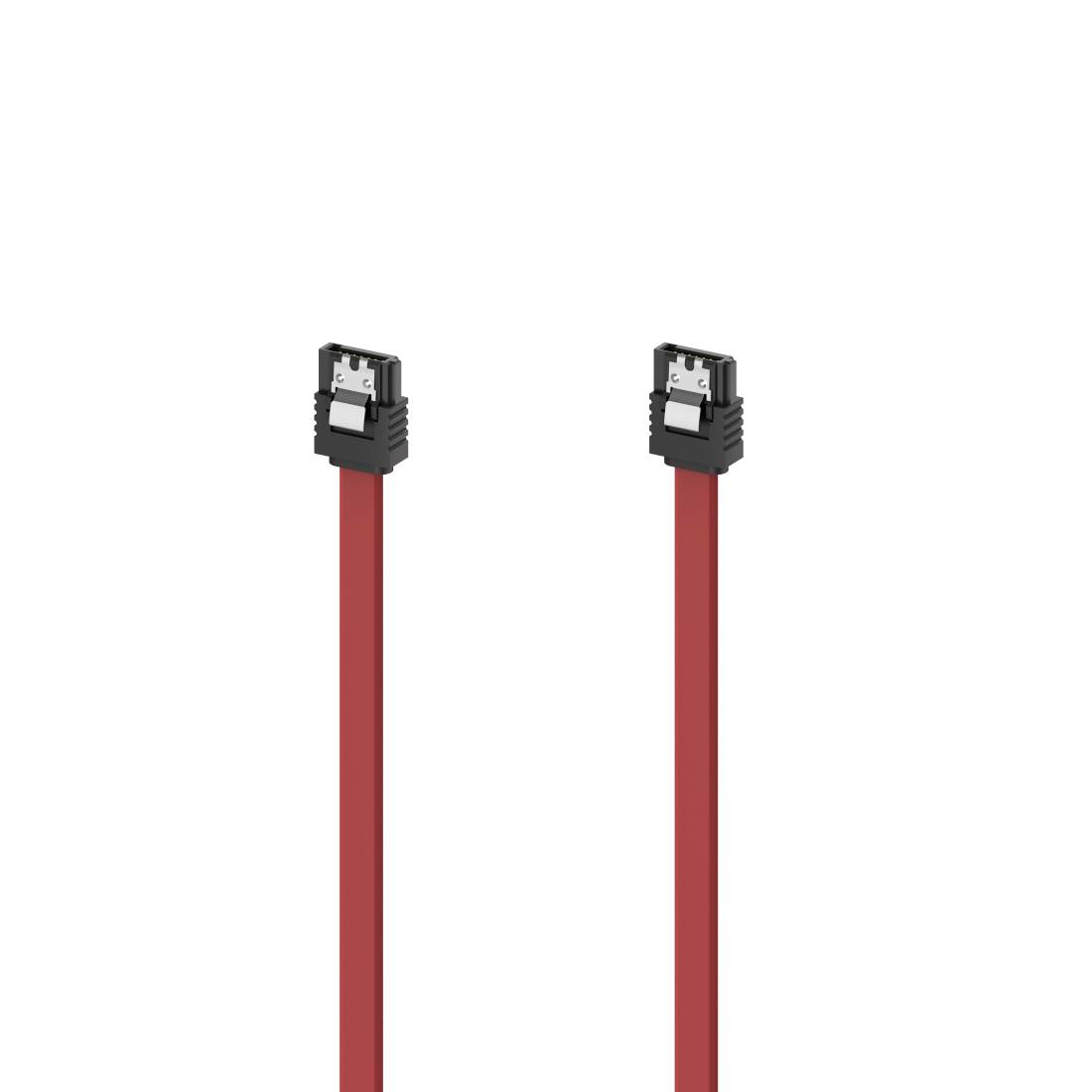 Zwei rote Kabel mit schwarzen USB-Steckern auf weißem Hintergrund.