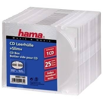 Durchsichtige Hama Slim-CD-Aufbewahrungsbox-Packung mit der Bezeichnung 