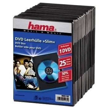 Paket mit Hama DVD-Slim-Hüllen, auf der Schachtel sind „DVD Leerhülle Slim