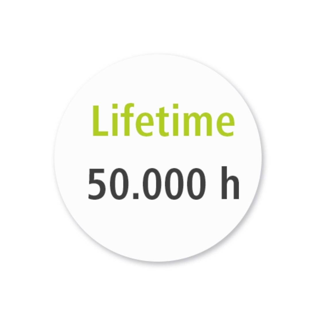 Weißes rundes Abzeichen mit „Lifetime