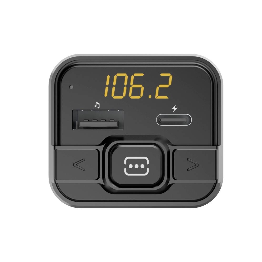Schwarzer Bluetooth-FM-Transmitter mit Display, das 