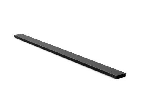 Ein langes, dünnes schwarzes rechteckiges Balken, das diagonal auf weißem Hintergrund gezeigt wird.