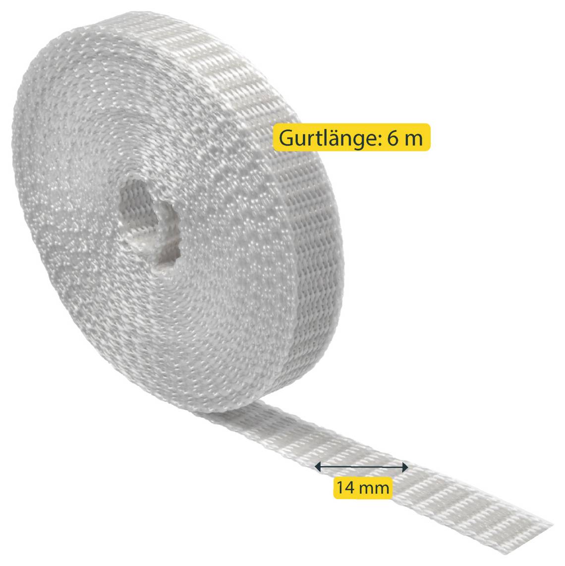 Rolle weißes Gewebeband mit Etikett 