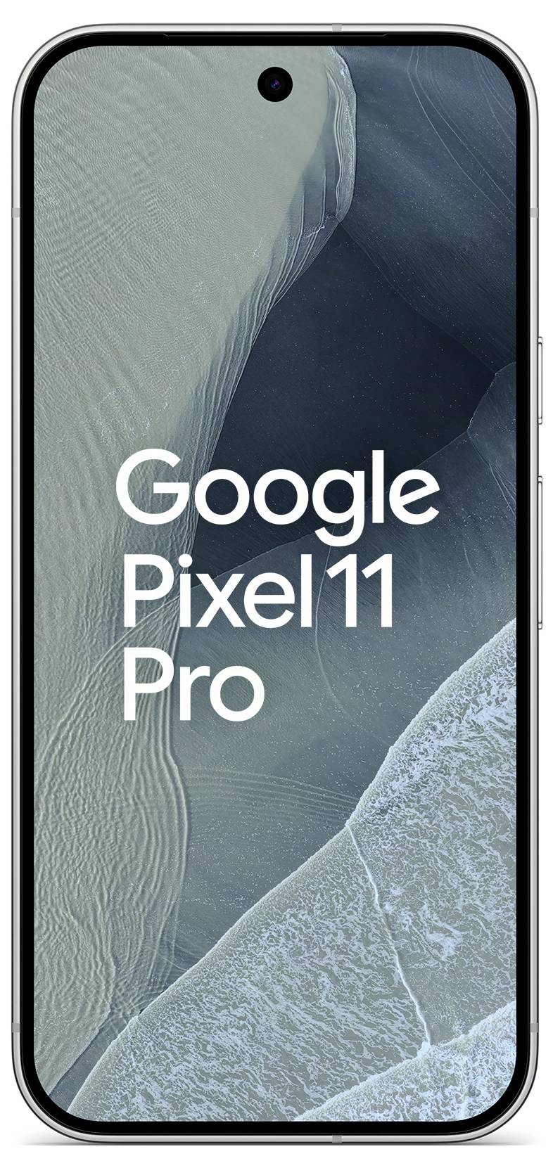 Google Pixel 11 Pro Smartphone von vorne dargestellt mit zentriertem Loch-Display und 
