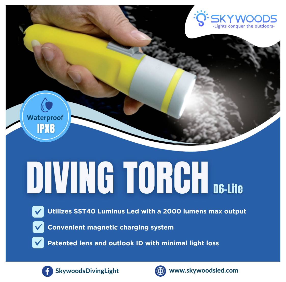Anzeige für Skywoods „Diving Torch D6-Lite