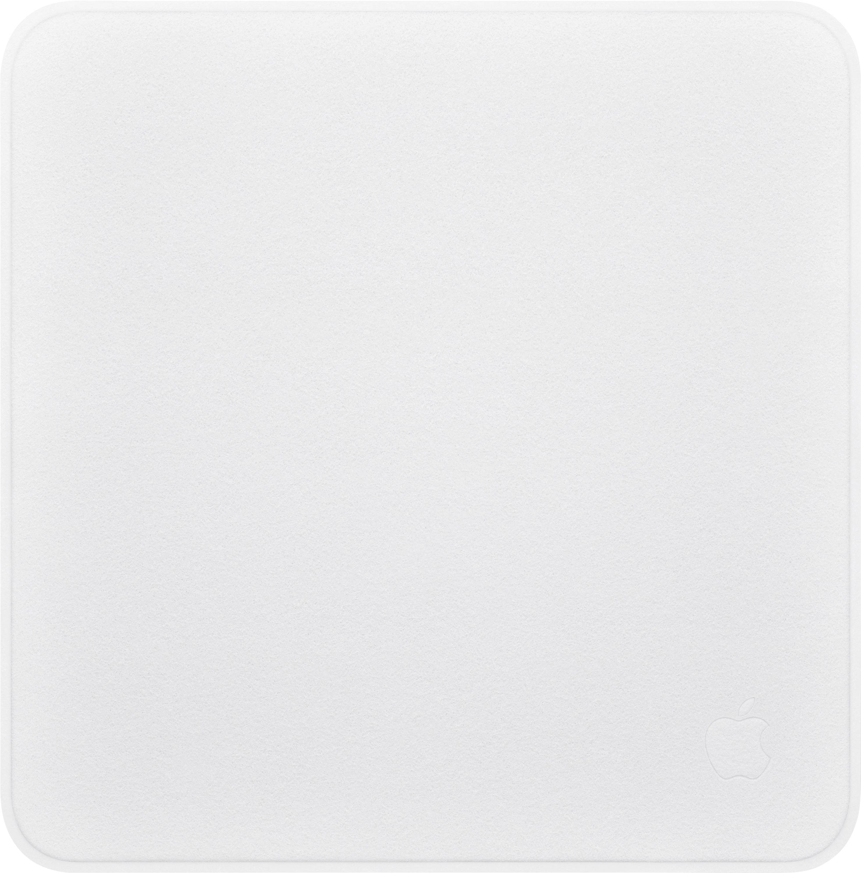 Weißes Apple-Gerät mit quadratischer Form und abgerundeten Ecken, frontal gegen einen schlichten weißen Hintergrund dargestellt.