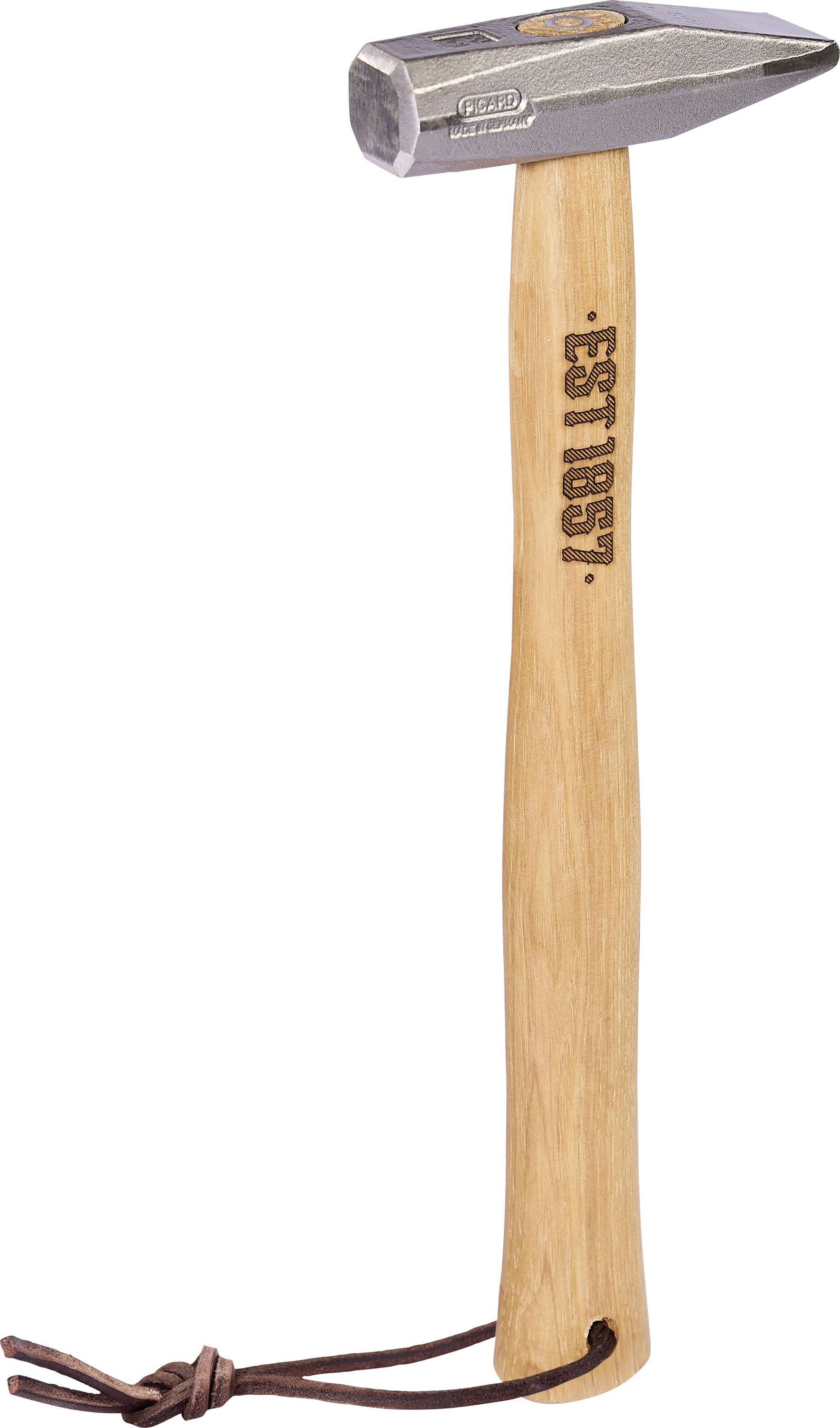 Ein Krallenhammer mit Holzgriff und Metallkopf, aufrecht auf weißem Hintergrund dargestellt.