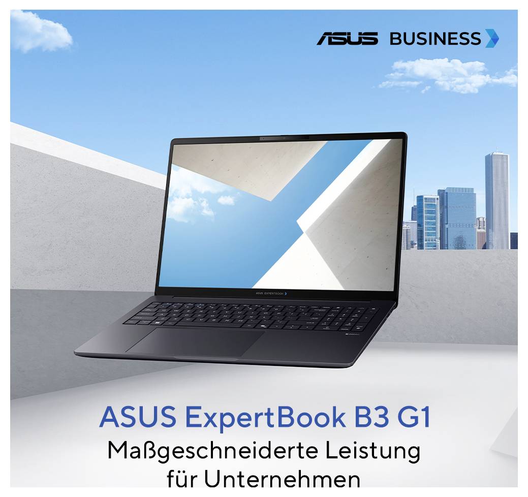 Asus Notebook ExpertBook B3 G1 40.6 cm (16 Zoll) WUXGA Intel® Core™ Ultra 7 255H 16 GB RAM 512 GB SSD Deutsch, QWERTZ Intel Intel Arc Graphics