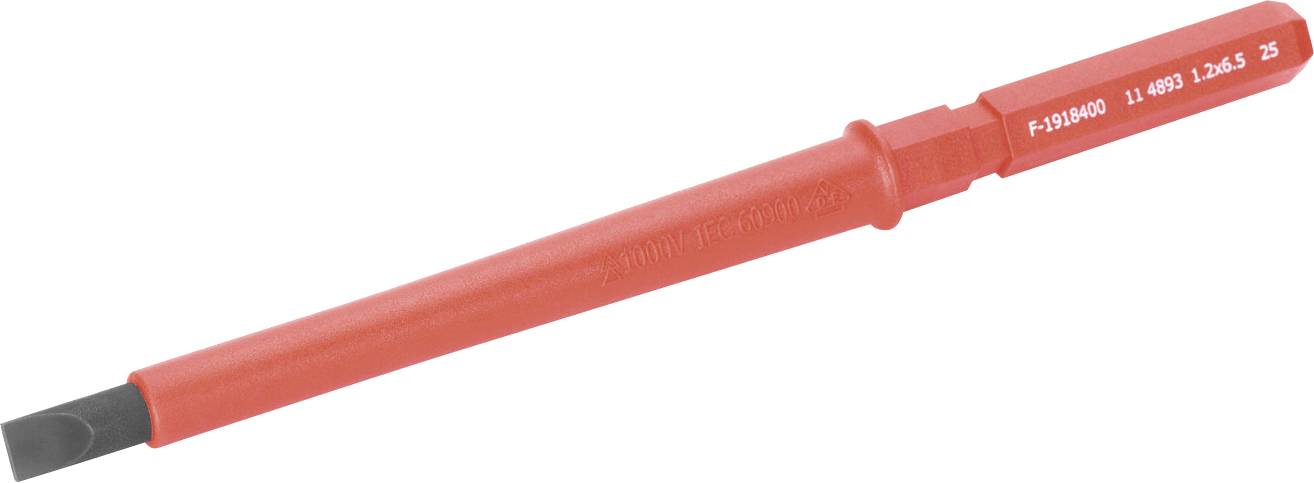 Rote isolierte Messsonde mit schwarzer Spitze, diagonal auf weißem Hintergrund dargestellt.