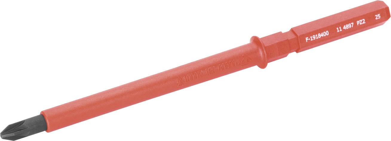 Rote isolierte Messsonde oder Schraubendreher mit schwarzer Spitze, auf weißem Hintergrund abgebildet.
