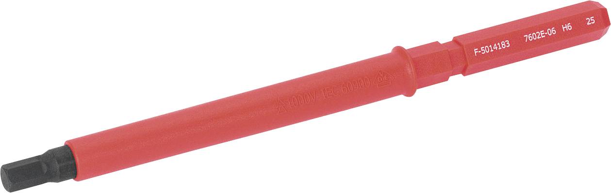 Rote isolierte elektrische Testmessspitze mit schwarzer Spitze, gezeigt auf weißem Hintergrund.
