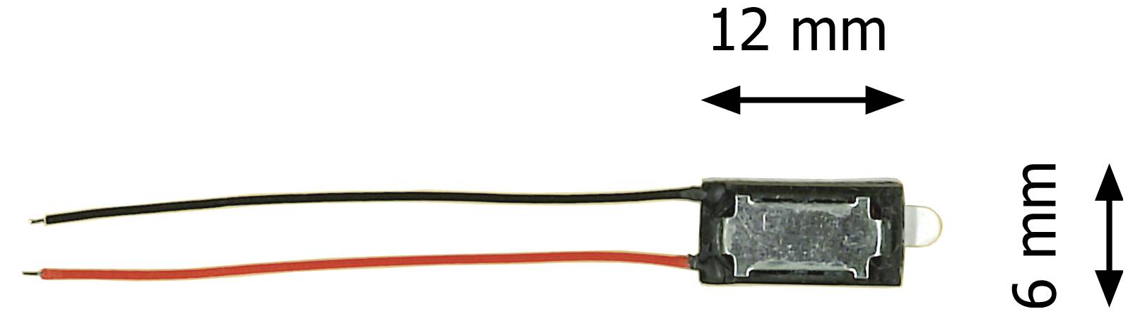 Kleine rechteckige elektronische Komponente mit zwei Drähten, 12 mm breit und 6 mm hoch gekennzeichnet.