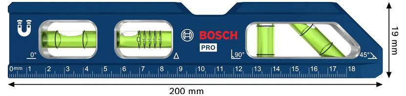Bosch Professional 1600A03AA9 1600A03AA9 Torpedo-Wasserwaage 200mm