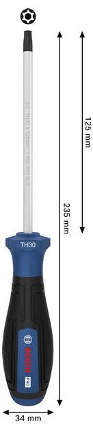 Bosch Professional PRO Schraubendreher TH30 x 125mm TX-Schraubendreher Klingenlänge: 125mm