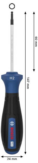 Bosch Professional PRO Schraubendreher H2 x 60mm Innen-Sechskantschraubendreher Klingenlänge: 60mm