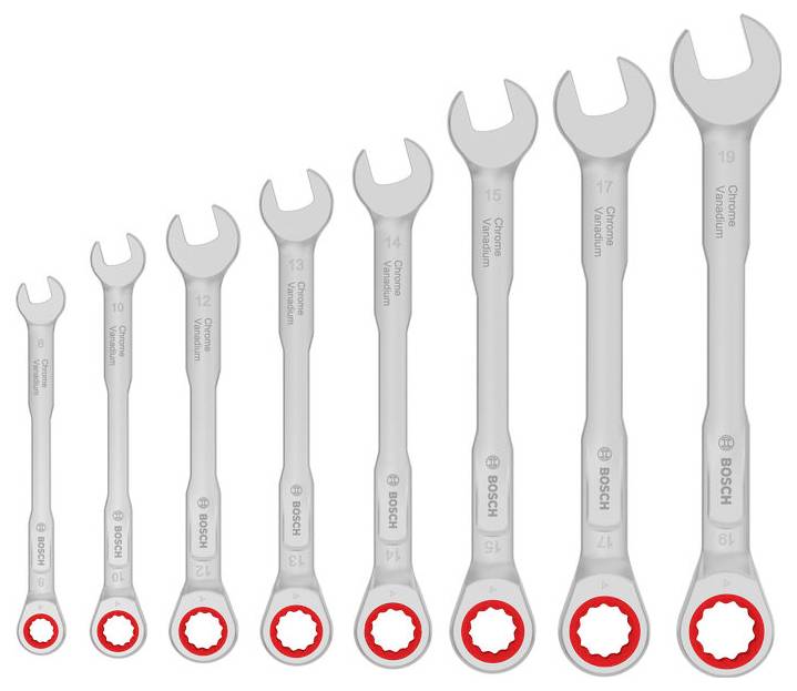 Bosch Professional 1600A03AG5 1600A03AG5 Ratschen-Ring-Maulschlüssel 8teilig