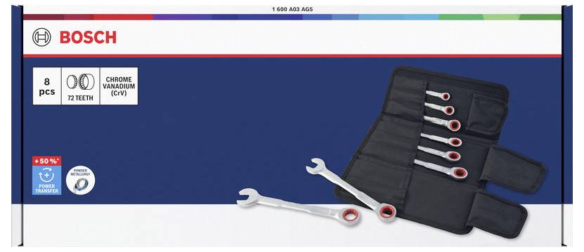 Bosch Professional 1600A03AG5 1600A03AG5 Ratschen-Ring-Maulschlüssel 8teilig