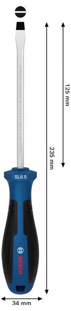 Bosch Professional 1600A039T9 Schlitz-Schraubendreher Klingenbreite: 6.5mm Klingenlänge: 125mm