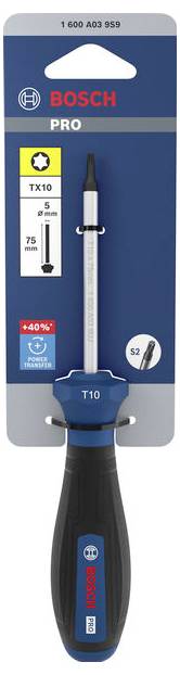 Bosch Professional PRO Schraubendreher TX10 x 75mm TX-Schraubendreher Größe (Schraubendreher) TX 10 Klingenlänge: 75mm