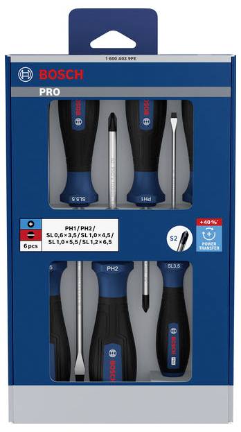 Bosch Professional 1600A039PE Schraubendreher-Set 6teilig PH, Schlitz