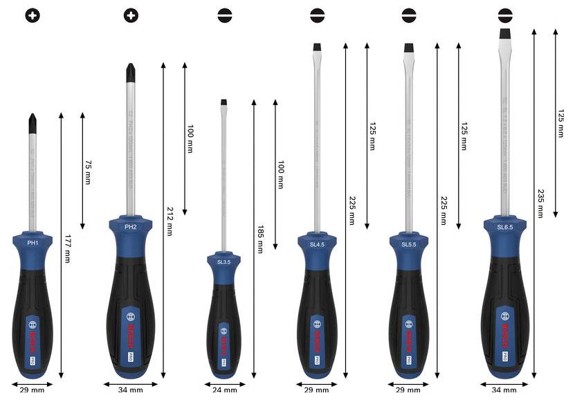 Bosch Professional 1600A039PE Schraubendreher-Set 6teilig PH, Schlitz