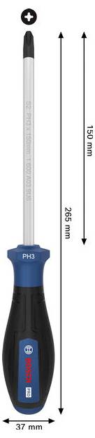 Bosch Professional PRO Schraubendreher PH3 x 150mm 1600A039RX Kreuzschlitz-Schraubendreher PH 3 Klingenlänge: 150mm