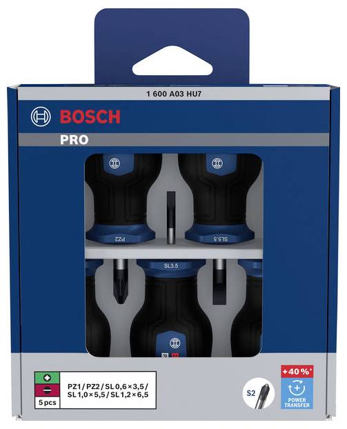 Bosch Professional 1600A03HU7 Schraubendreher-Set 5teilig PZ, Schlitz