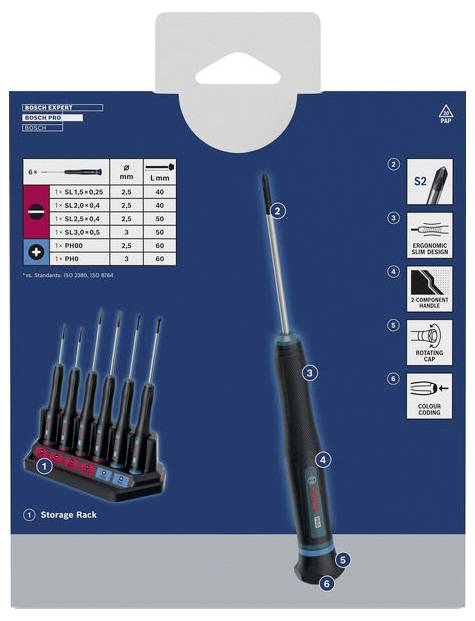 Bosch Professional 1600A039PL Schraubendreher-Set 6teilig PH, Schlitz