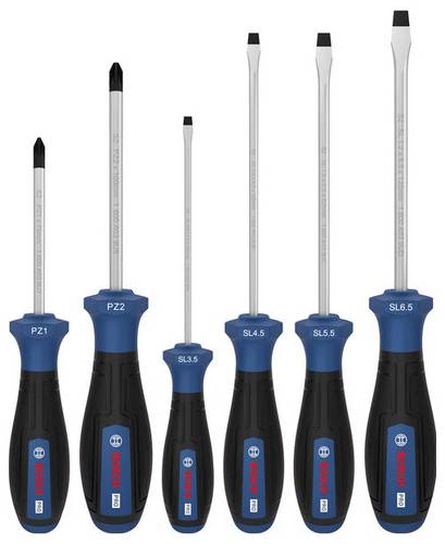 Bosch Professional 1600A03HU4 Schraubendreher-Set 6teilig PZ, Schlitz