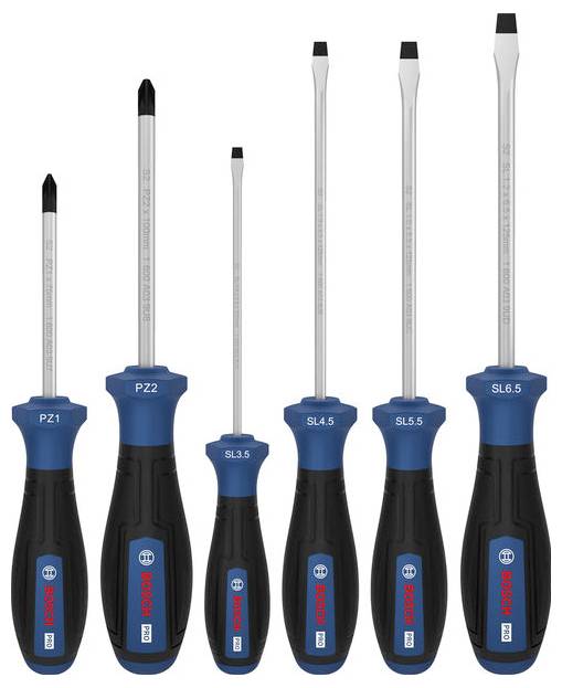 Bosch Professional 1600A03HU4 Schraubendreher-Set 6teilig PZ, Schlitz