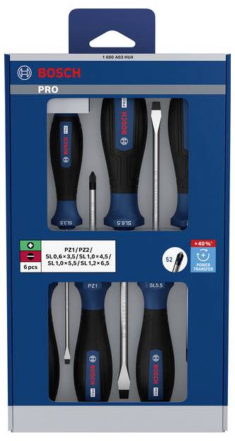 Bosch Professional 1600A03HU4 Schraubendreher-Set 6teilig PZ, Schlitz