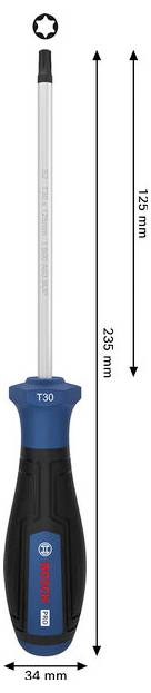 Bosch Professional PRO Schraubendreher TX30 x 125mm TX-Schraubendreher Größe (Schraubendreher) TX 30 Klingenlänge: 125mm 1St.