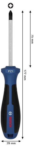 Bosch Professional Schraubendreher PZ1 x 75mm 1600A039T5 Kreuzschlitz-Schraubendreher Klingenlänge: 75mm