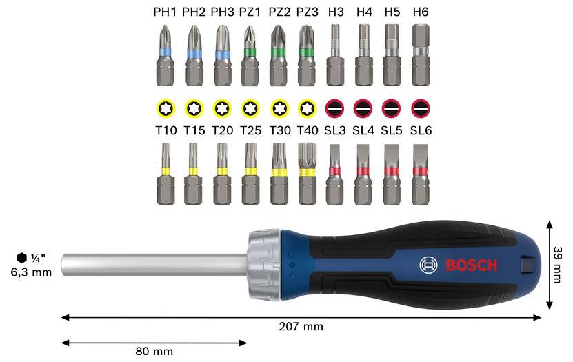 Bosch Professional 1600A039PR Bit-Ratschen-Schraubendreher
