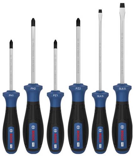 Bosch Professional 1600A039PD Schraubendreher-Set 6teilig PZ, PH, Schlitz