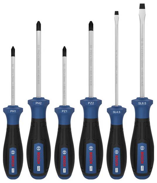 Bosch Professional 1600A039PD Schraubendreher-Set 6teilig PZ, PH, Schlitz