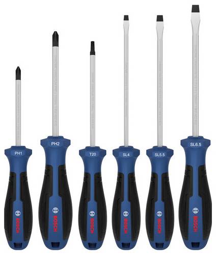 Bosch Professional 1600A039PJ Schraubendreher-Set 6teilig PH, Schlitz, TX