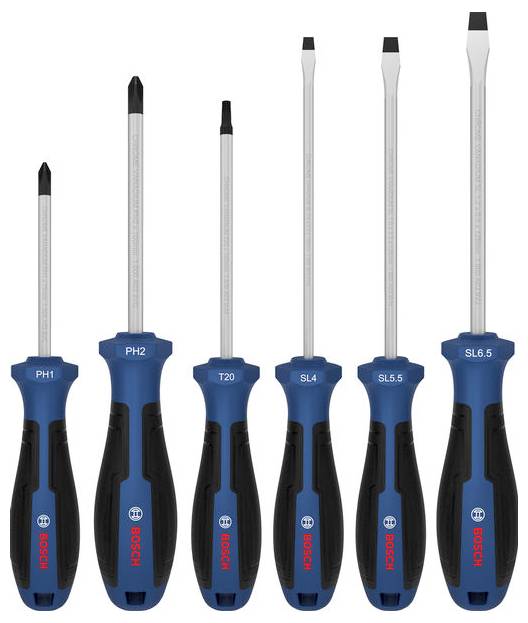 Bosch Professional 1600A039PJ Schraubendreher-Set 6teilig PH, Schlitz, TX